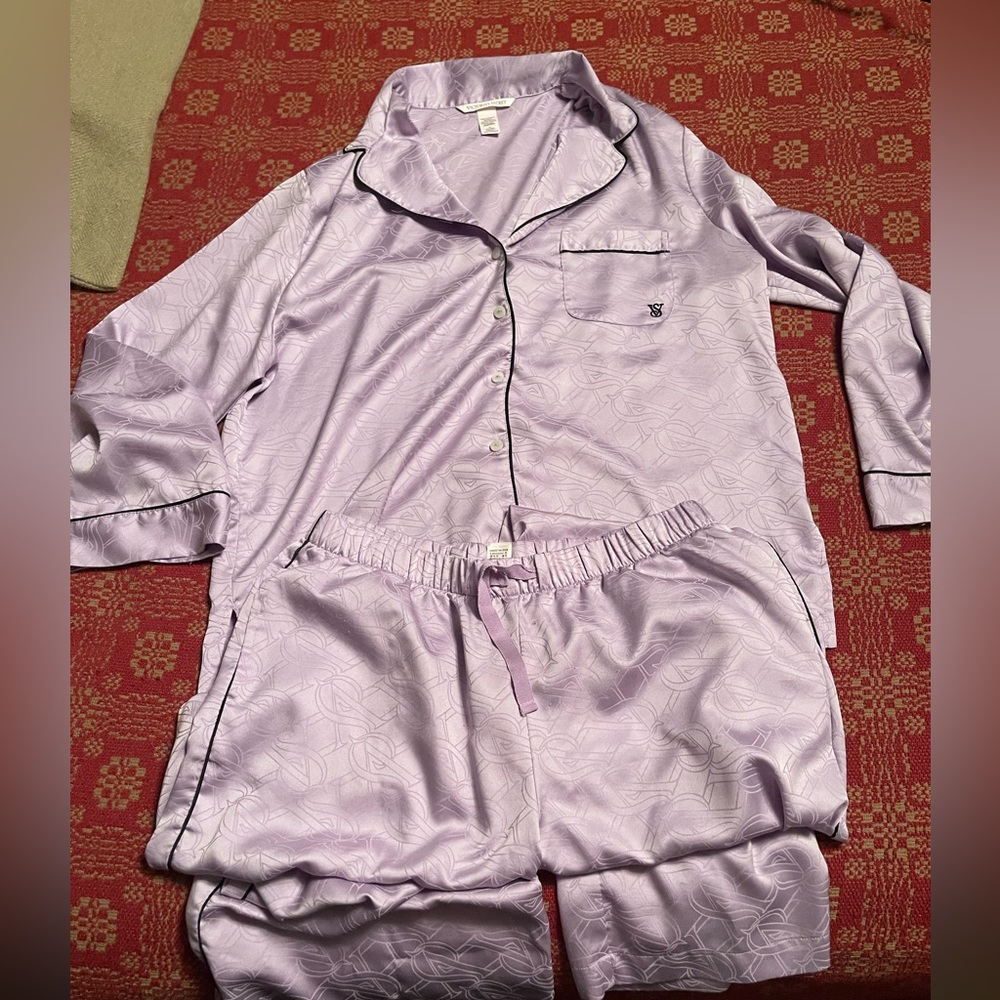 Victoria Secret Lavender Satin Pajama Set